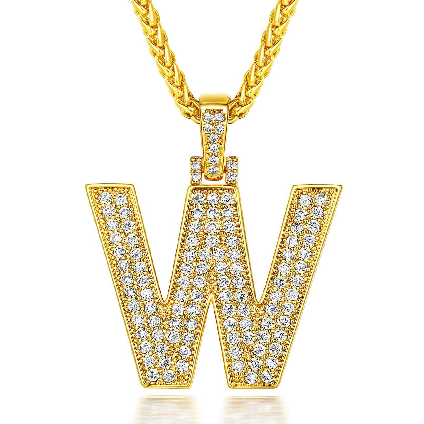  Bling Cubic Zirconia Initial W Necklace