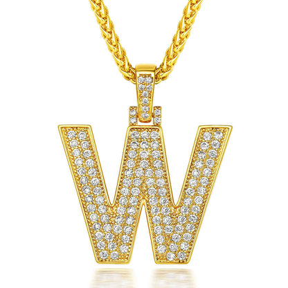  Bling Cubic Zirconia Initial W Necklace