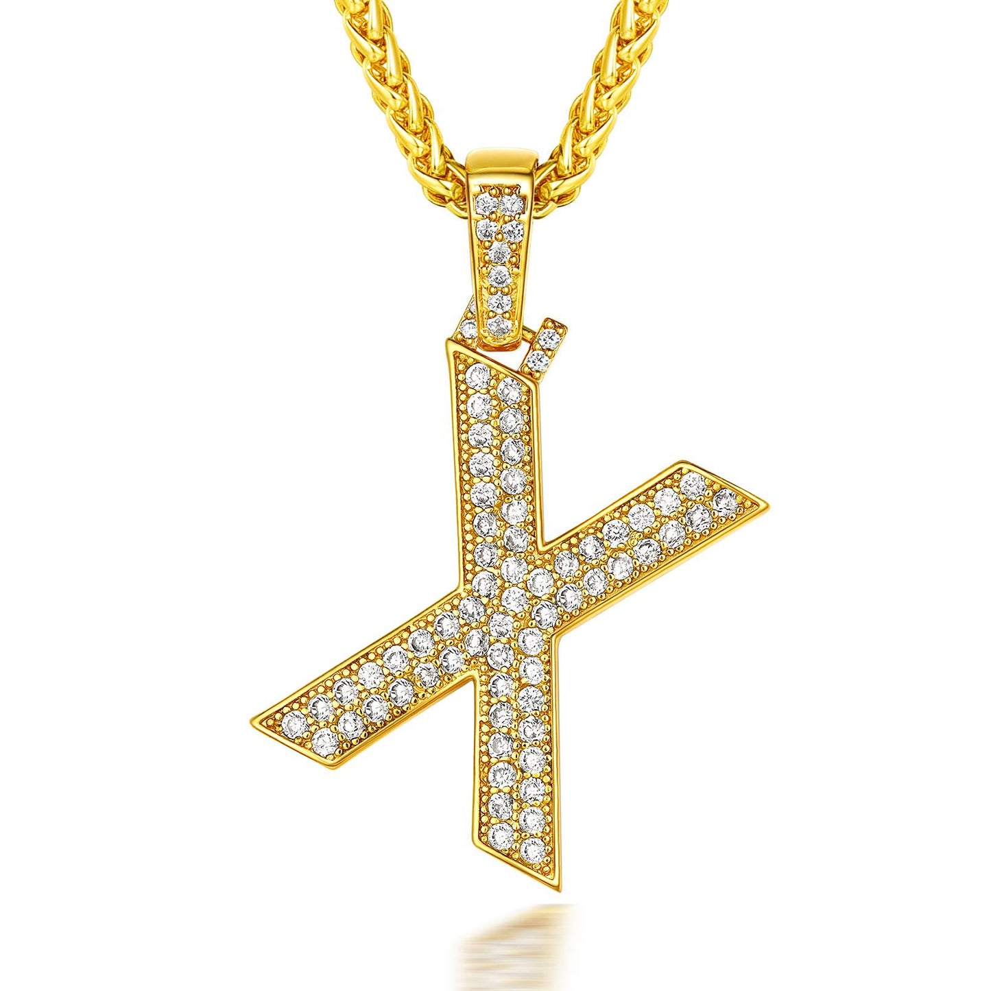  Bling Cubic Zirconia Initial X Necklace