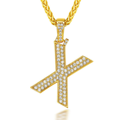  Bling Cubic Zirconia Initial X Necklace