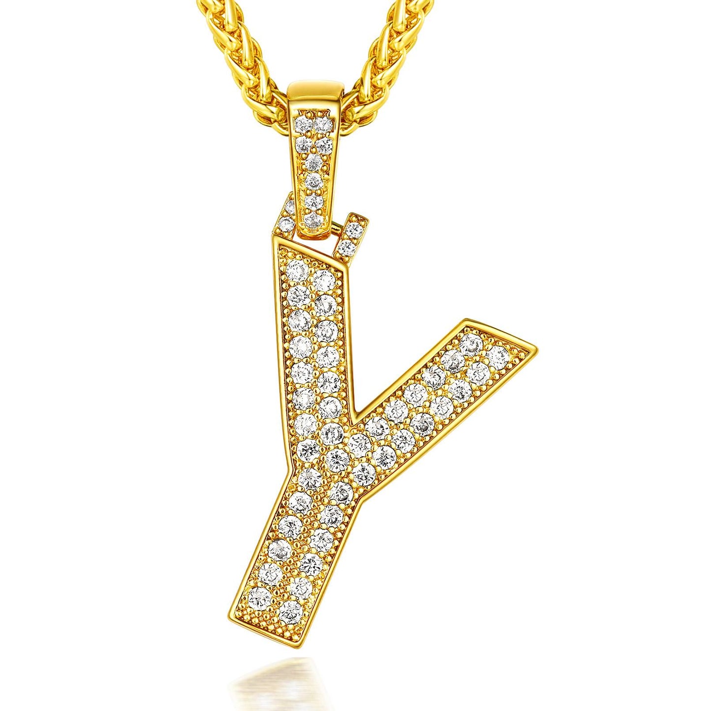  Bling Cubic Zirconia Initial Y Necklace