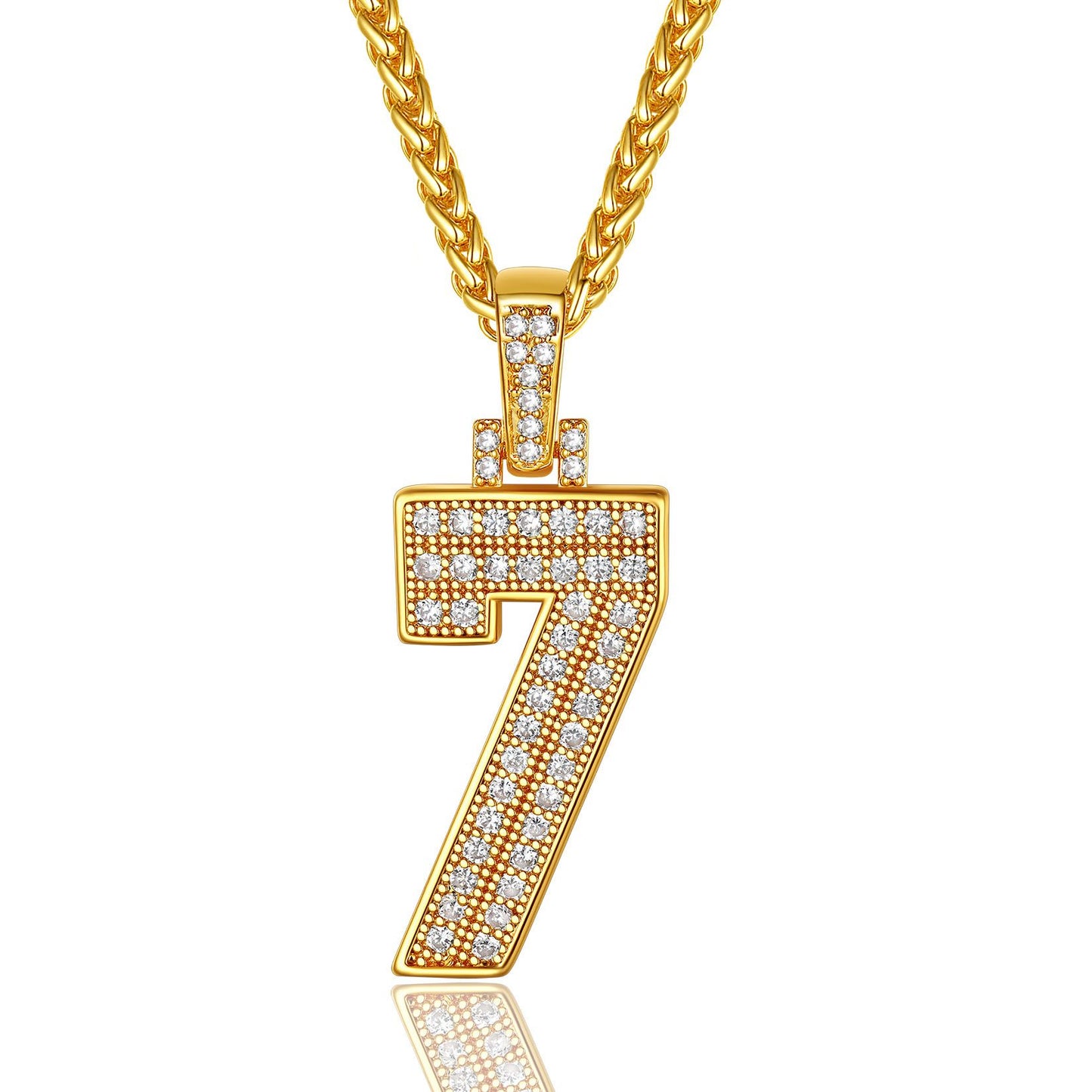 Bling Cubic Zirconia Jersey 0-9 Number Necklace