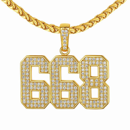 Bling Cubic Zirconia Jersey 3 Digits Number Necklace