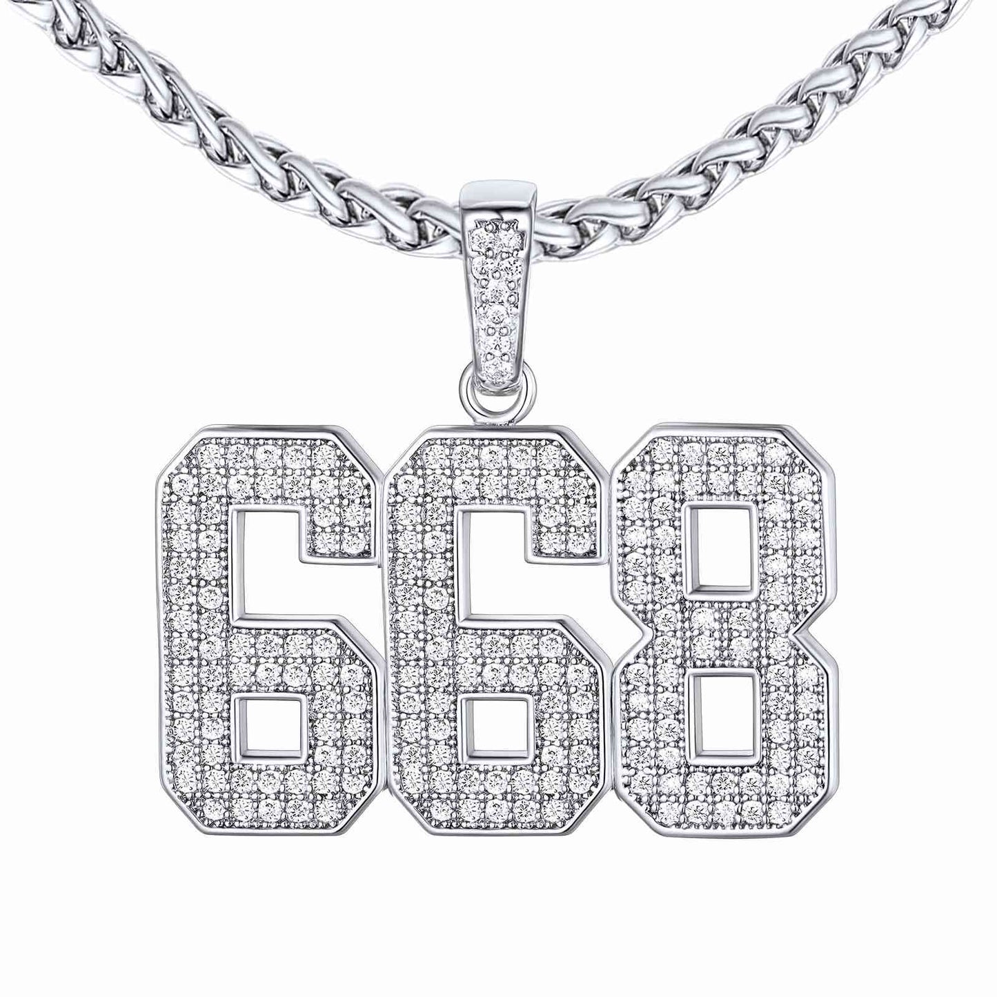 Bling Cubic Zirconia Jersey 3 DigitsNumber Necklace Steel