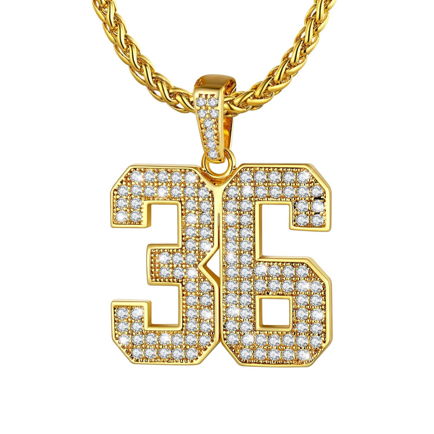 Bling Cubic Zirconia Jersey Number Necklace UP30205K2163