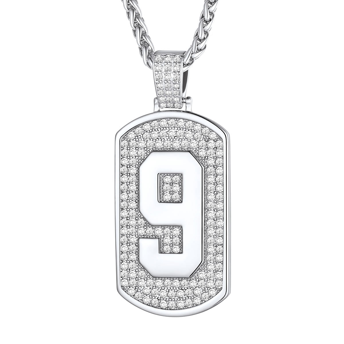 Bling Dog Tag 1-9 Number Necklaces for Men