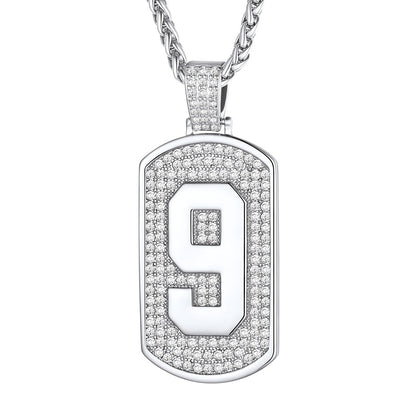Bling Dog Tag 1-9 Number Necklaces for Men