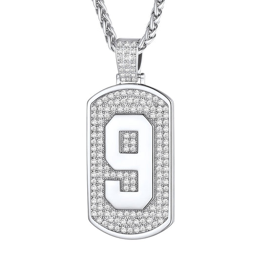 Bling Dog Tag 1-9 Number Necklaces for Men