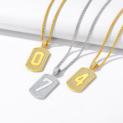 Bling Dog Tag 1-9 Number Necklaces in different color