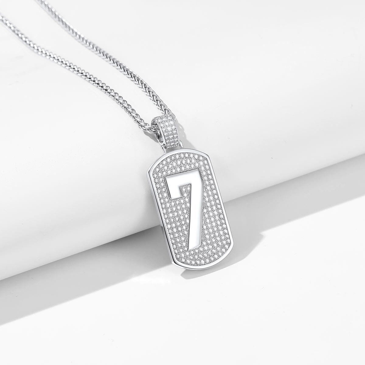 Bling Dog Tag 1-9 Number Necklaces in steel