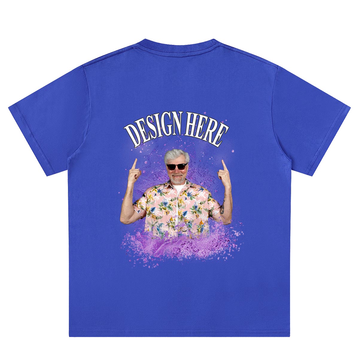 Blue Back Personalized Photo and Text T-Shirts