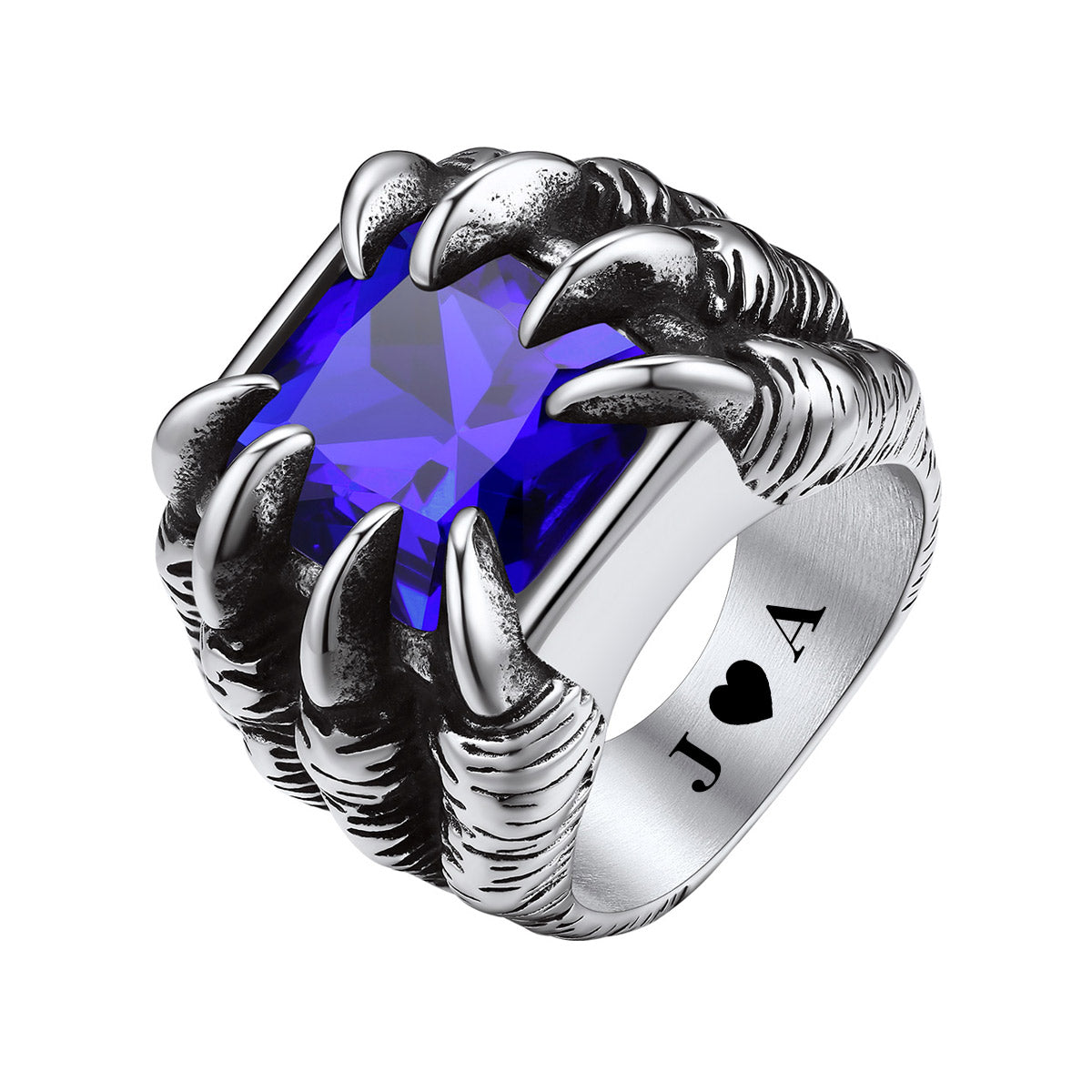 Blue Stone Dragon Claw Eye Ring