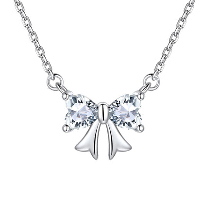 Bow April Birthstone Necklace