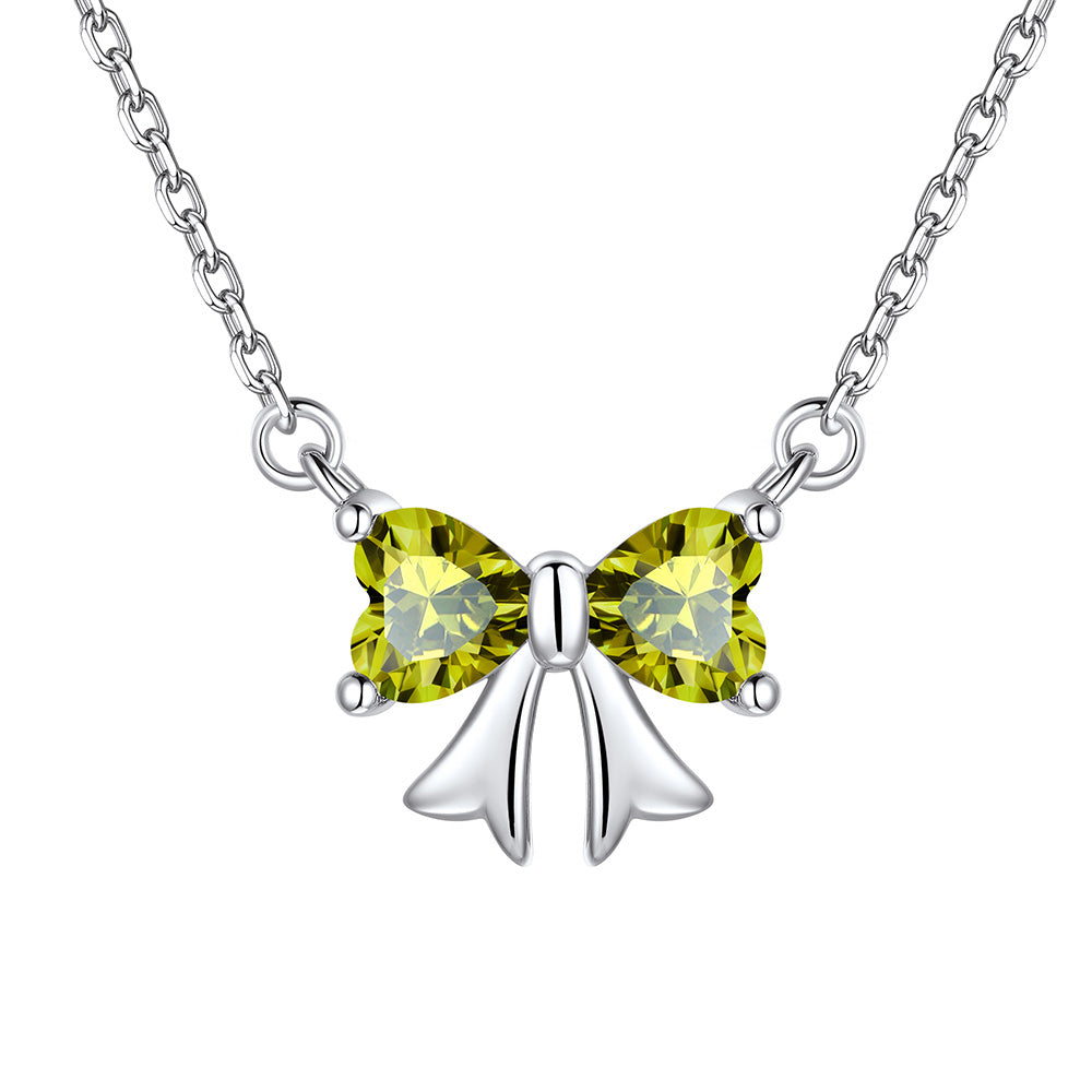 Bow August Birthstone Necklace