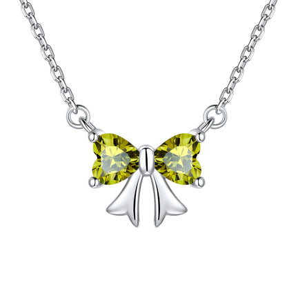 Bow August Birthstone Necklace