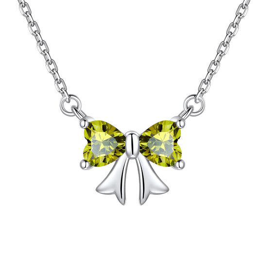 Bow August Birthstone Necklace