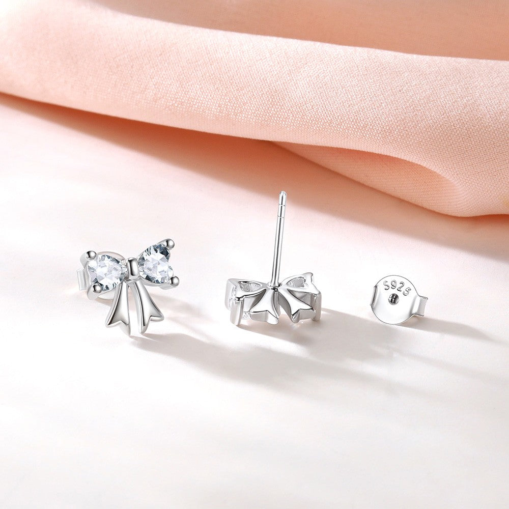 Bow Birthstone Earrings April Birthstone