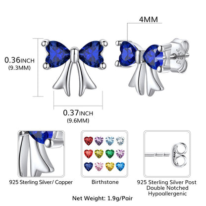 Bow Birthstone Earrings Dimension, Hypoallergenic