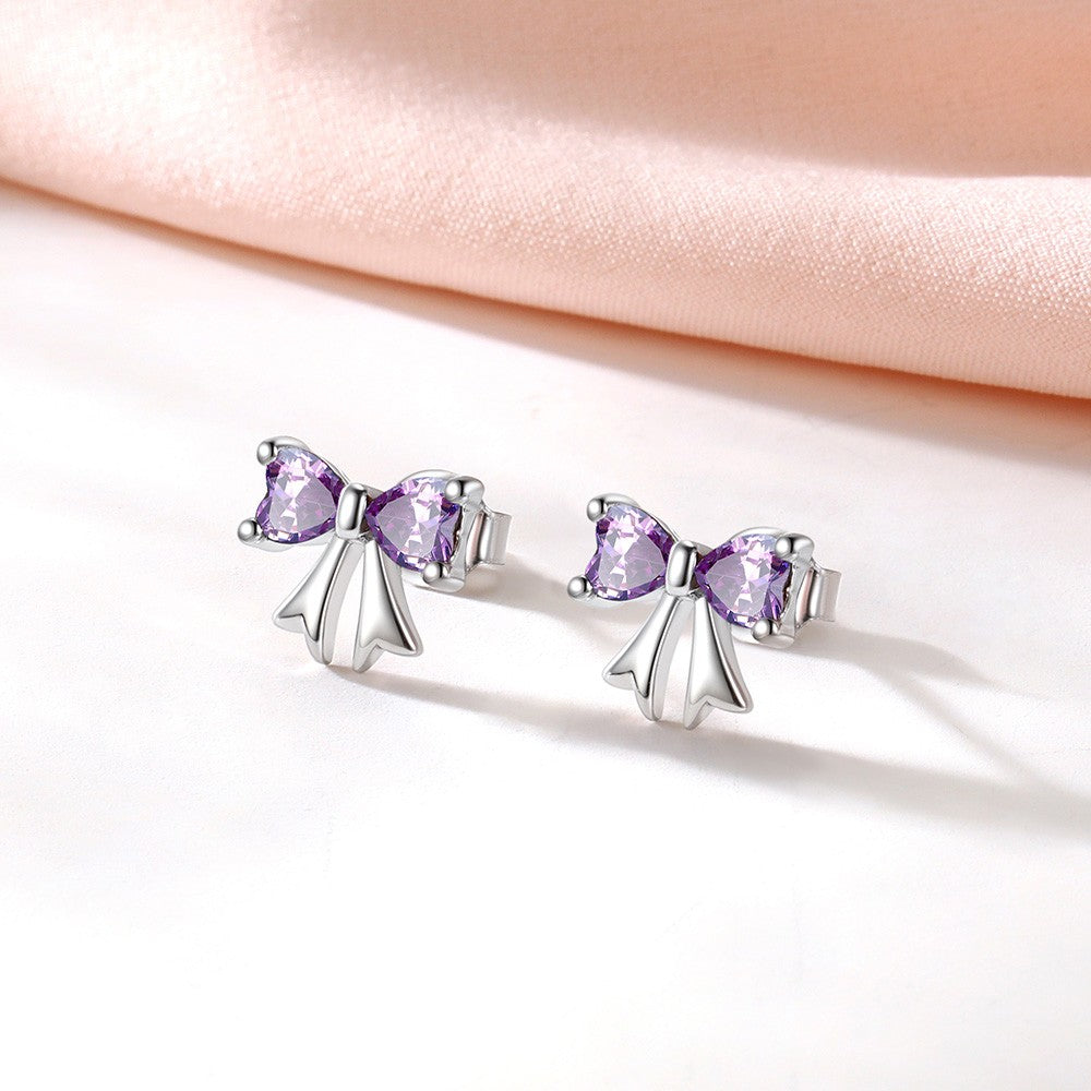 Bow Birthstone Earrings January Birthstone