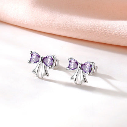 Bow Birthstone Earrings January Birthstone