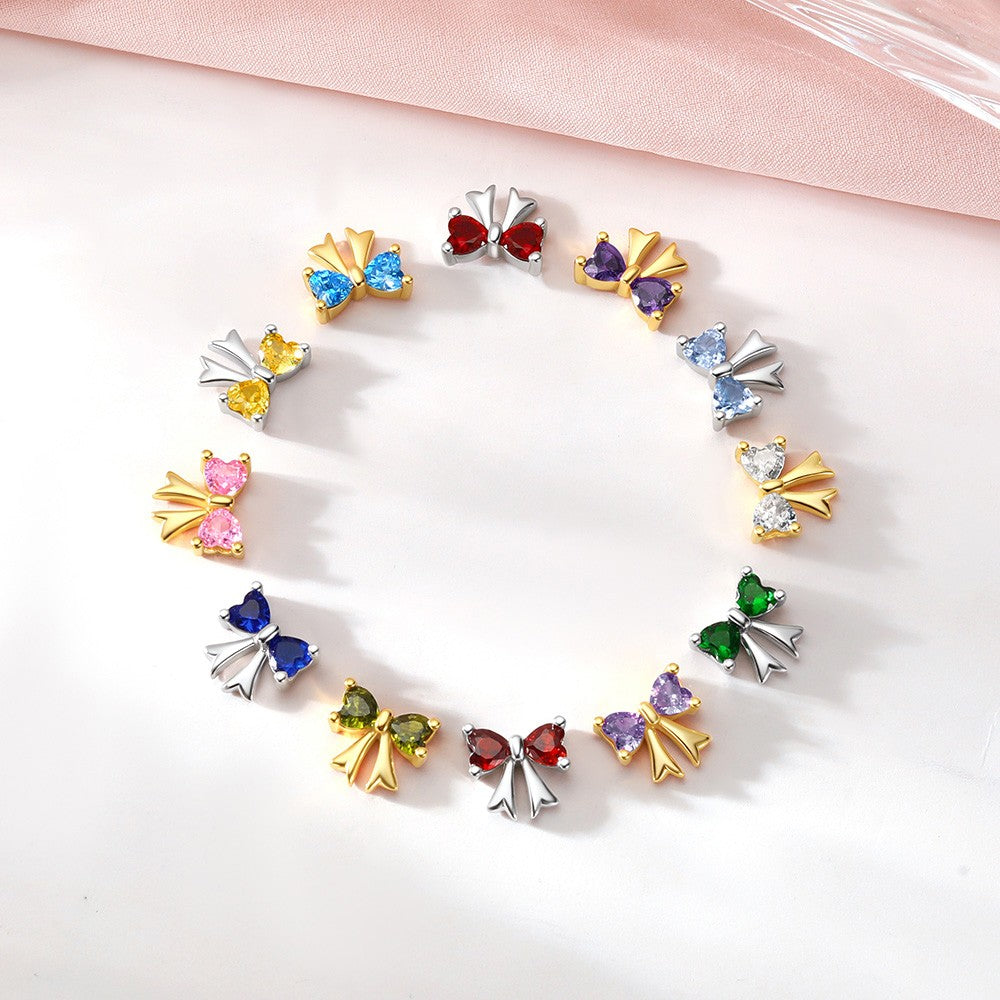 Bow Birthstone Earrings in different stone