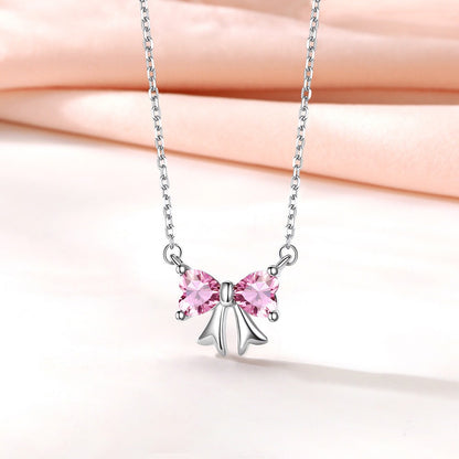 Bow Birthstone Necklaces in October Birthstone