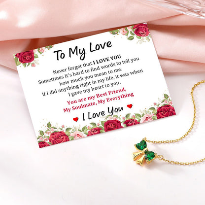 Bow Birthstone Necklaces with greeting card