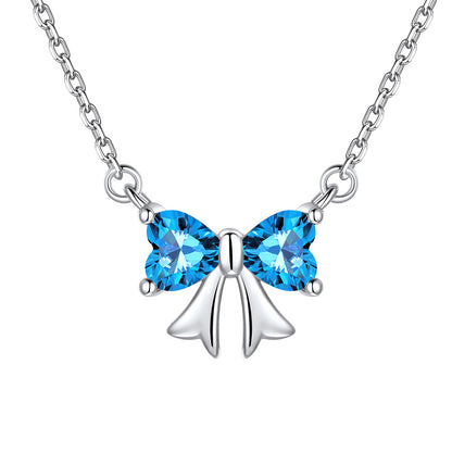 Bow December Birthstone Necklace