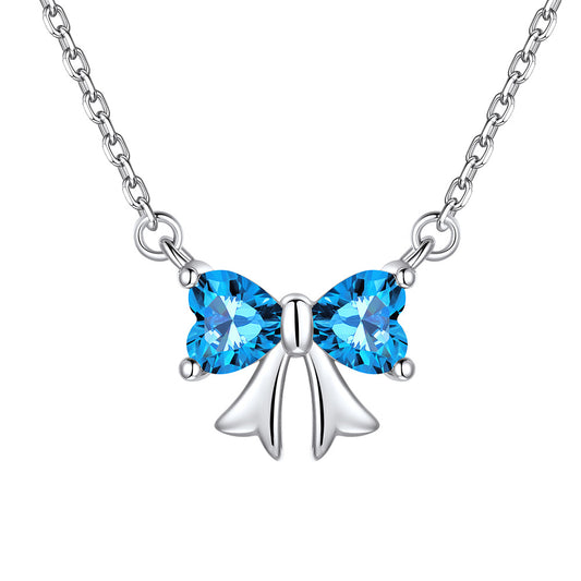 Bow December Birthstone Necklace