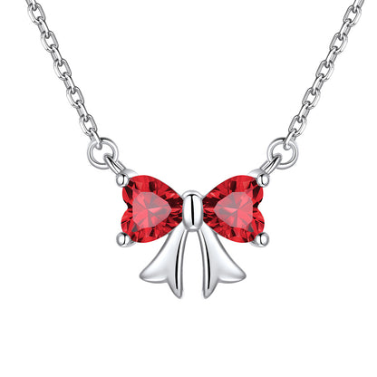 Bow July  Birthstone Necklace