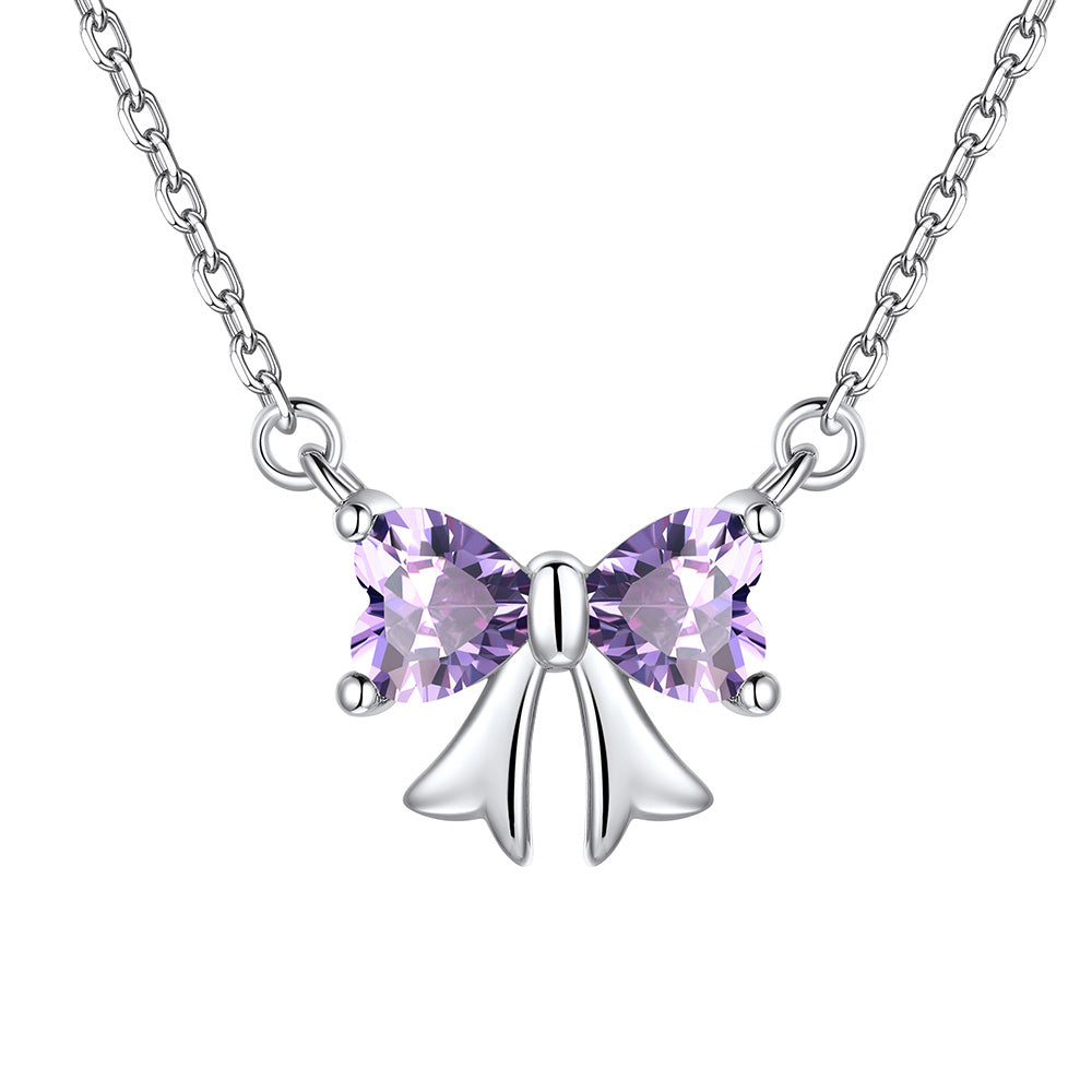 Bow June Birthstone Necklace
