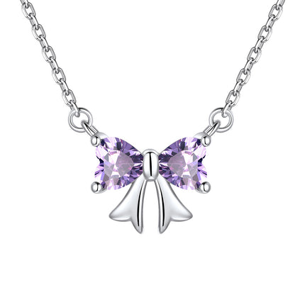 Bow June Birthstone Necklace