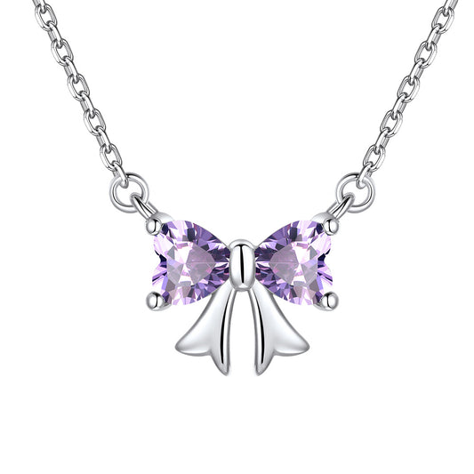 Bow June Birthstone Necklace