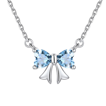 Bow March Birthstone Necklaces