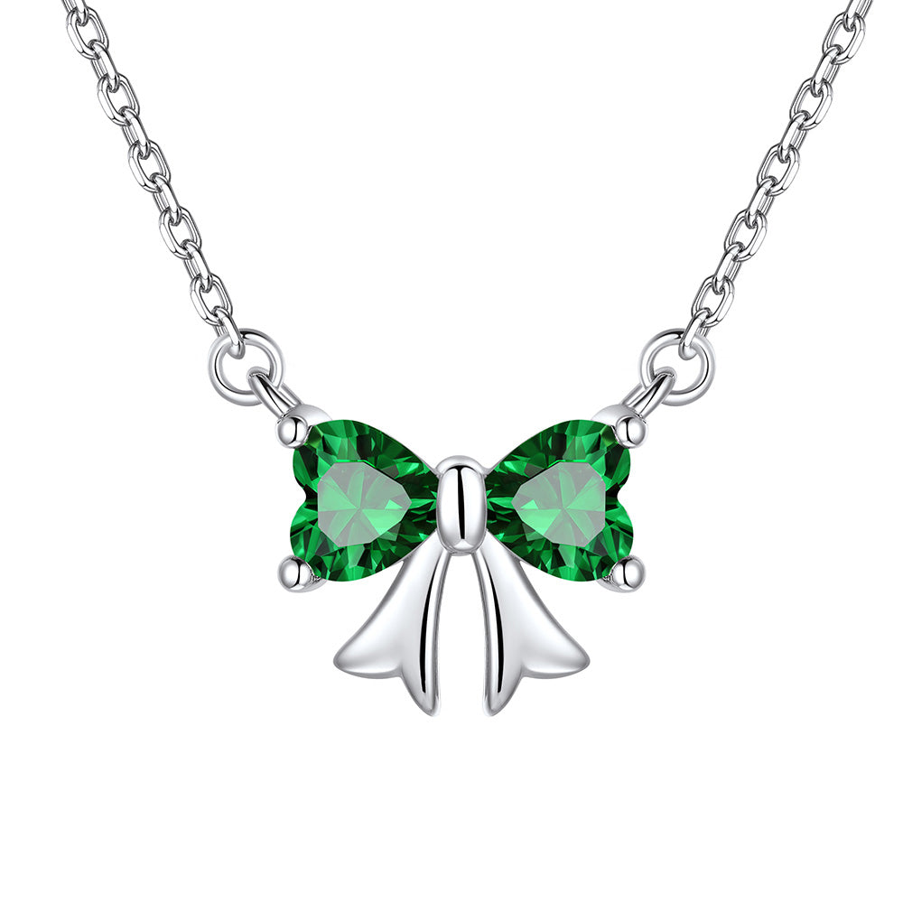 Bow May Birthstone Necklace