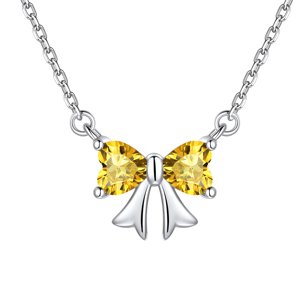 Bow November Birthstone Necklace