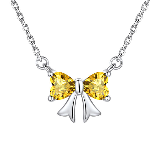 Bow November Birthstone Necklace