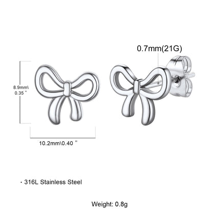 Bow Ribbon Studs Earrings Dimension, Durable, Solid