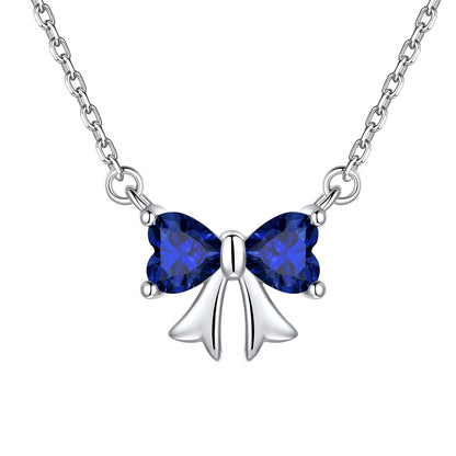 Bow September Birthstone Necklace