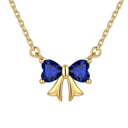 Bow September Birthstone Necklace Gold Plated
