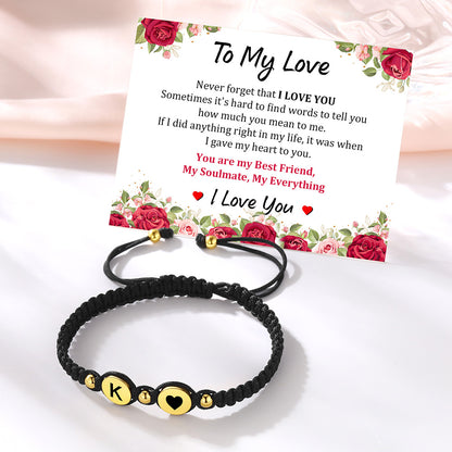 Braided Rope Initial Letter Beads Bracelets