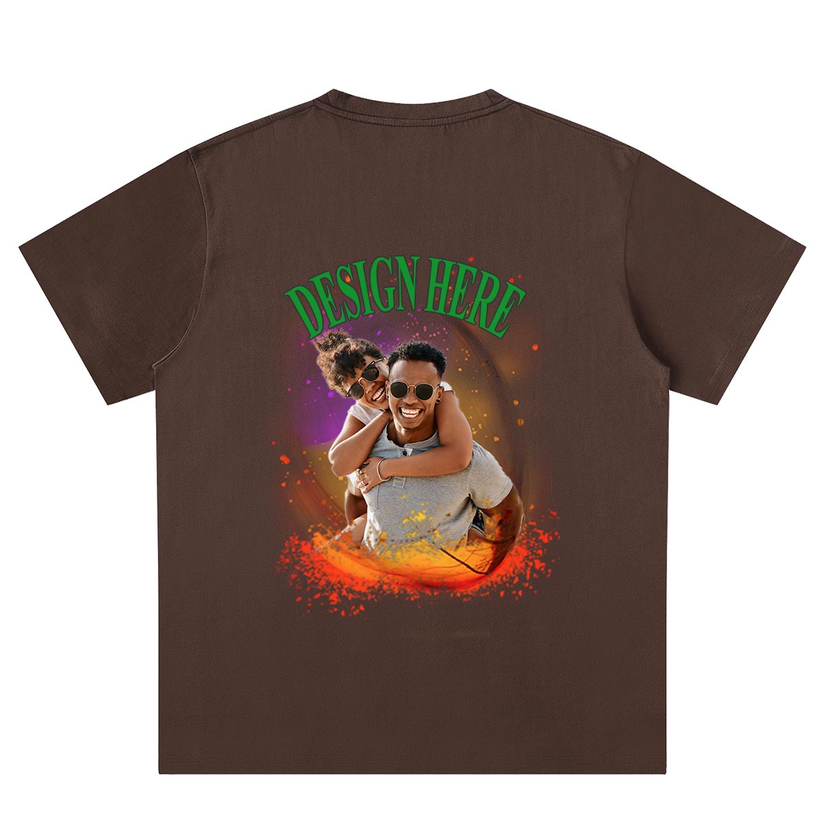 Brown Back cusotm Photo and Text T-Shirts