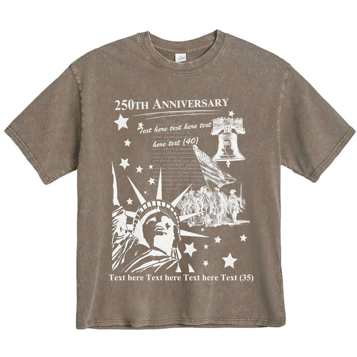 Brown Custom 250th Anniversary USA T Shirt 4th of July Shirts