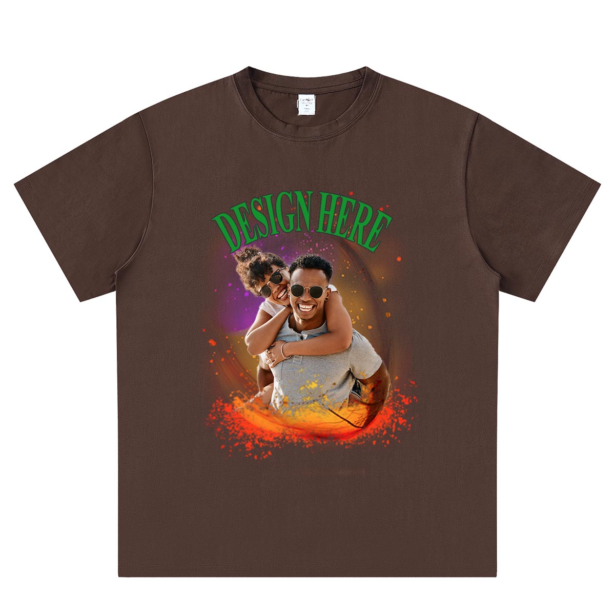 Brown cusotm Photo and Text T-Shirts