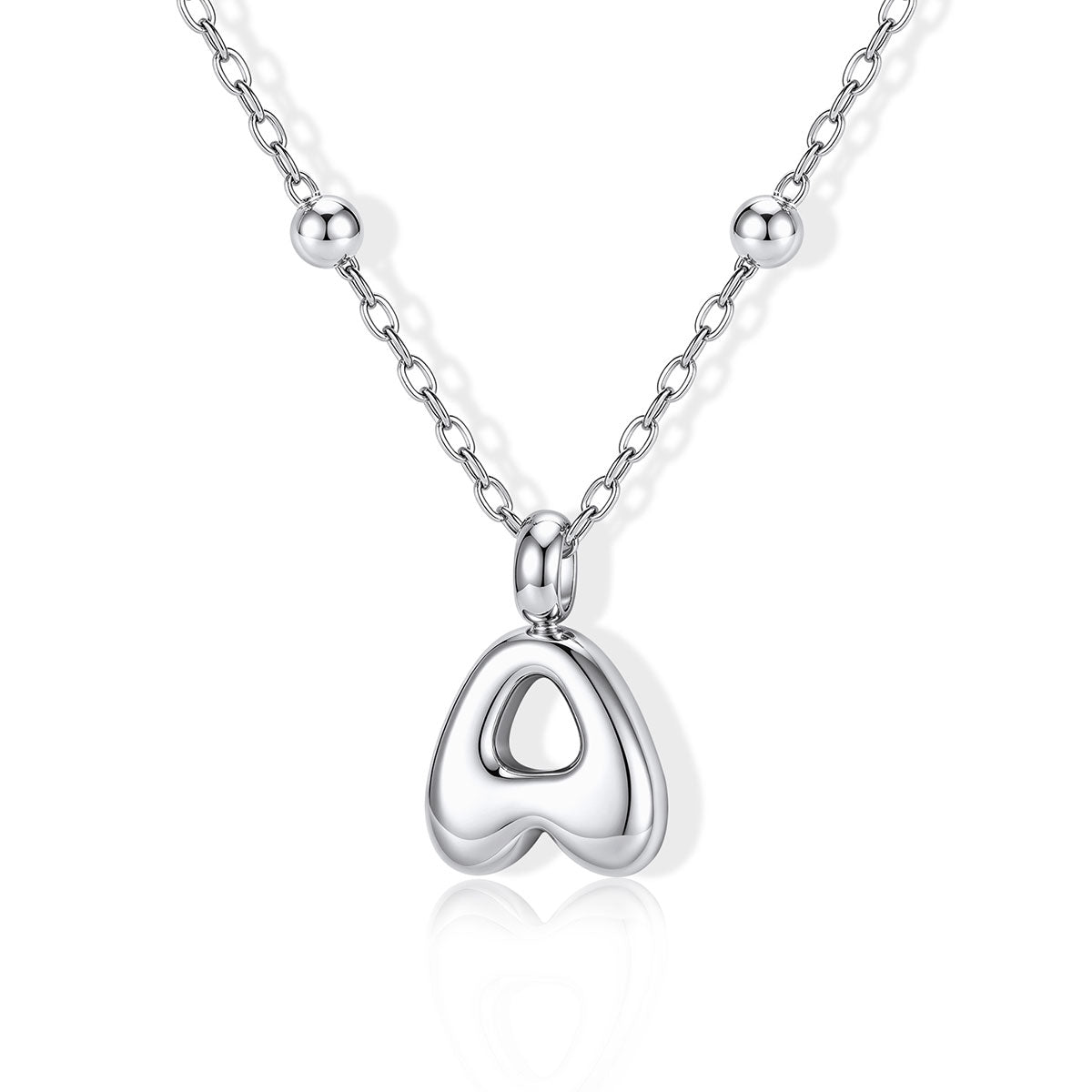 Bubble Initial A Necklace for Women on a white background