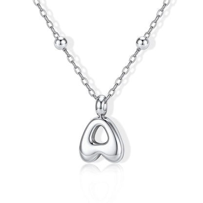 Bubble Initial A Necklace for Women on a white background