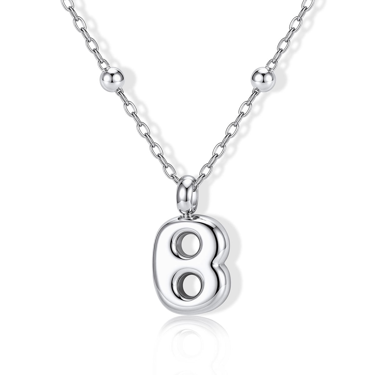 Bubble Initial B Necklace for Women on a white background