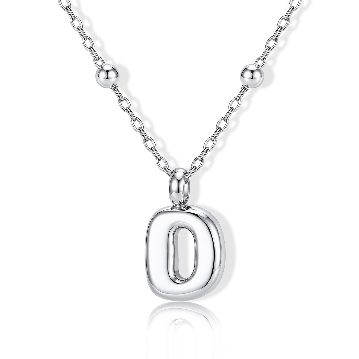 Bubble Initial D Necklace for Women on a white background