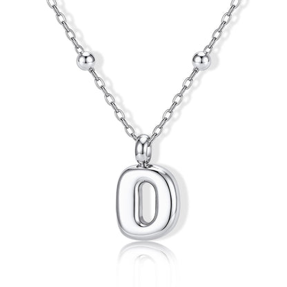 Bubble Initial D Necklace for Women on a white background