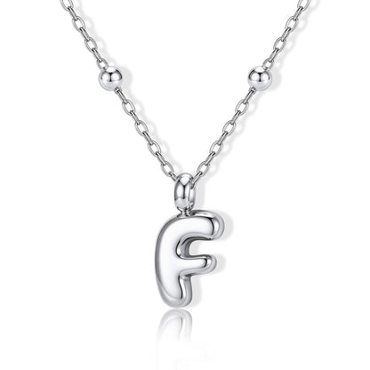 Bubble Initial F Necklace for Women on a white background